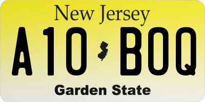 NJ license plate A10BOQ