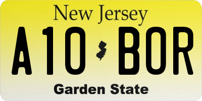 NJ license plate A10BOR
