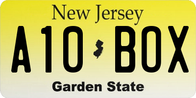 NJ license plate A10BOX