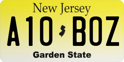 NJ license plate A10BOZ