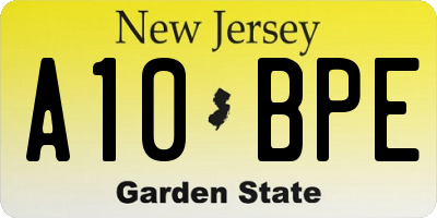 NJ license plate A10BPE