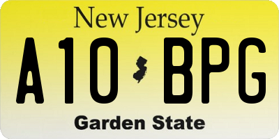 NJ license plate A10BPG