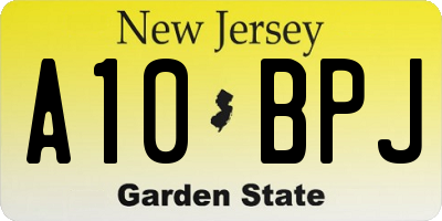 NJ license plate A10BPJ