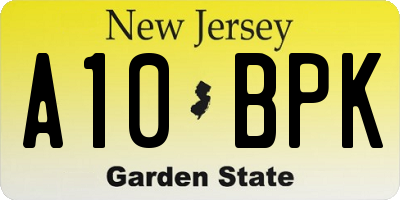 NJ license plate A10BPK