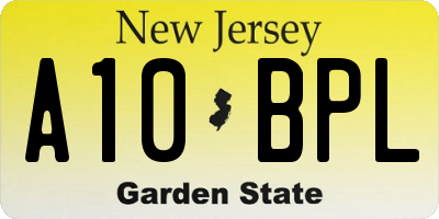 NJ license plate A10BPL