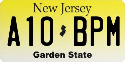 NJ license plate A10BPM