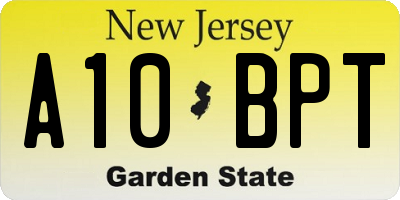NJ license plate A10BPT