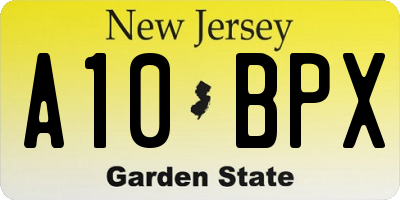 NJ license plate A10BPX