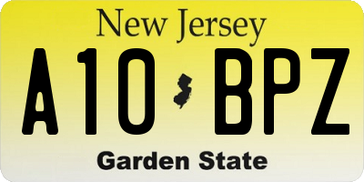 NJ license plate A10BPZ