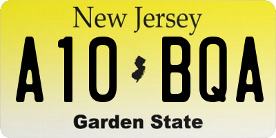 NJ license plate A10BQA