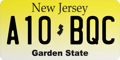 NJ license plate A10BQC