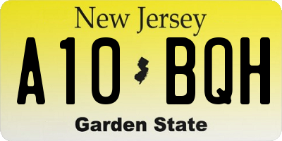 NJ license plate A10BQH