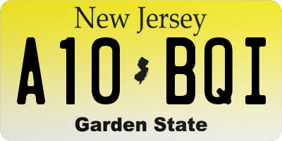 NJ license plate A10BQI