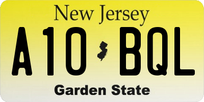 NJ license plate A10BQL