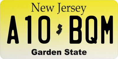 NJ license plate A10BQM