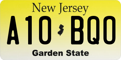 NJ license plate A10BQO