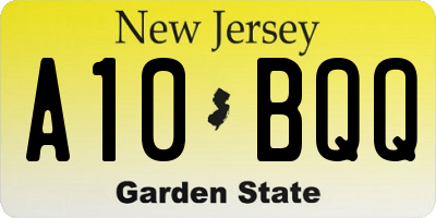 NJ license plate A10BQQ