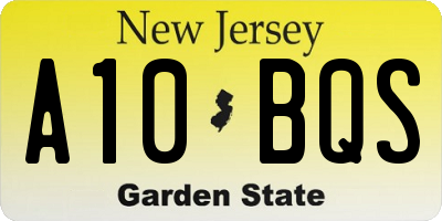 NJ license plate A10BQS