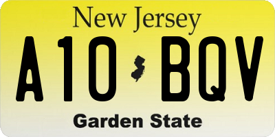 NJ license plate A10BQV