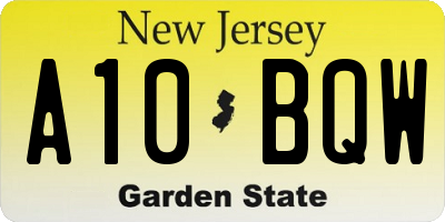 NJ license plate A10BQW