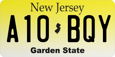 NJ license plate A10BQY