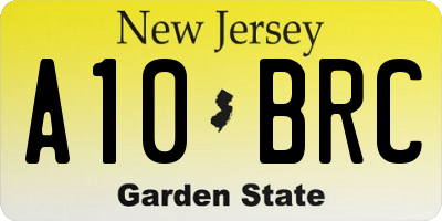NJ license plate A10BRC