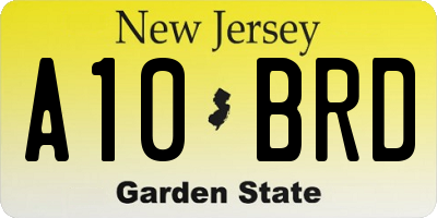 NJ license plate A10BRD