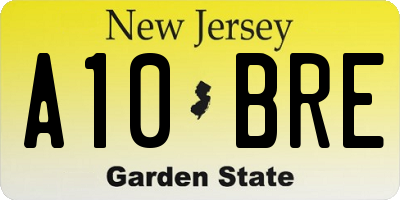 NJ license plate A10BRE