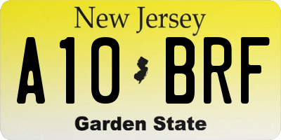 NJ license plate A10BRF