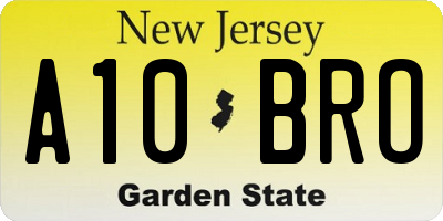 NJ license plate A10BRO