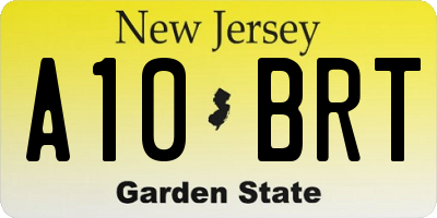 NJ license plate A10BRT