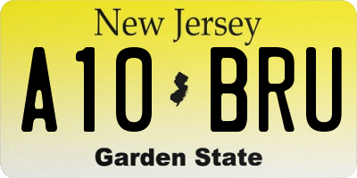 NJ license plate A10BRU