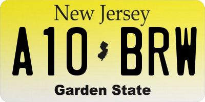 NJ license plate A10BRW