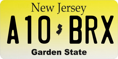 NJ license plate A10BRX