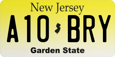 NJ license plate A10BRY