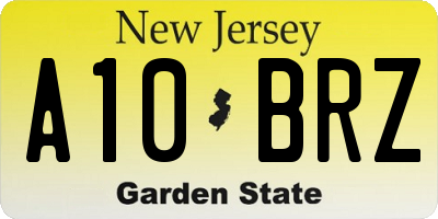 NJ license plate A10BRZ