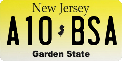 NJ license plate A10BSA
