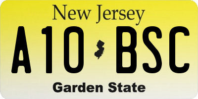NJ license plate A10BSC