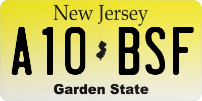 NJ license plate A10BSF