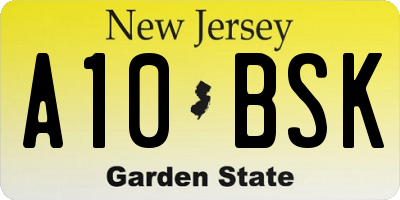 NJ license plate A10BSK