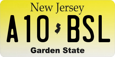 NJ license plate A10BSL