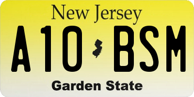 NJ license plate A10BSM