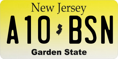 NJ license plate A10BSN