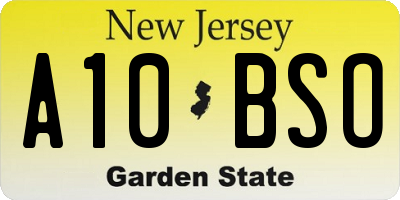 NJ license plate A10BSO