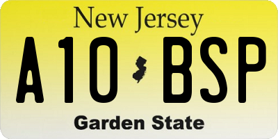 NJ license plate A10BSP