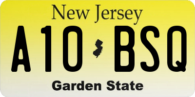 NJ license plate A10BSQ