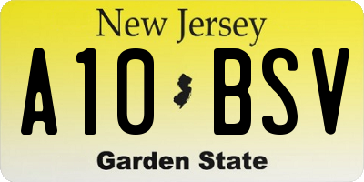 NJ license plate A10BSV