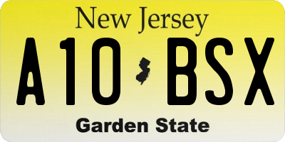 NJ license plate A10BSX