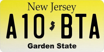 NJ license plate A10BTA