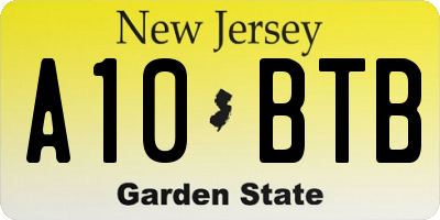 NJ license plate A10BTB